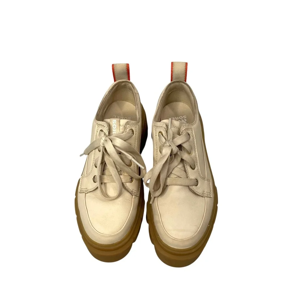 SOREL Caribou X Waterproof leather platform Sneakers‎ size 7 cream